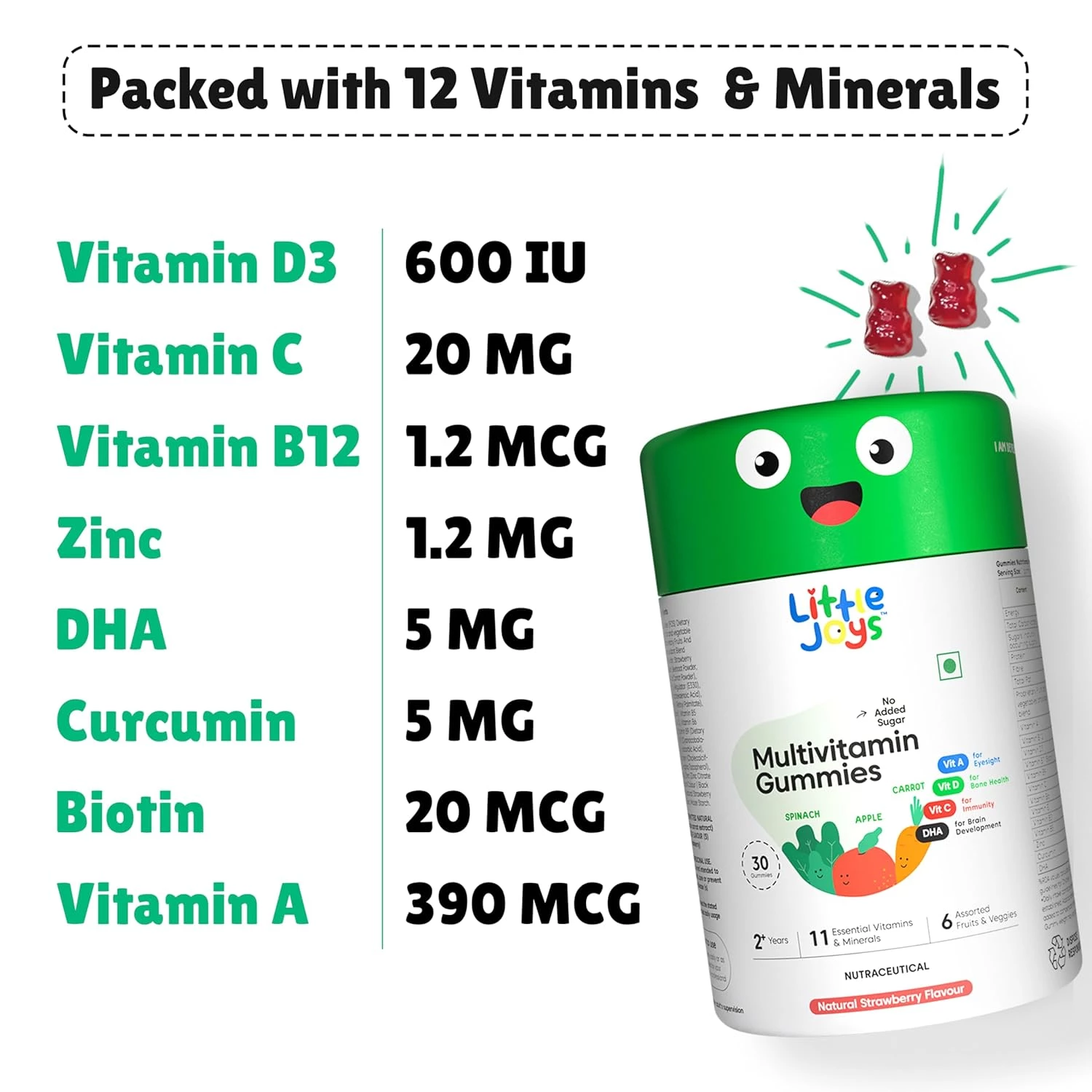 Little Joys Multivitamin Gummies for Kids-Strawberry Flavour, 400 g-3.webp